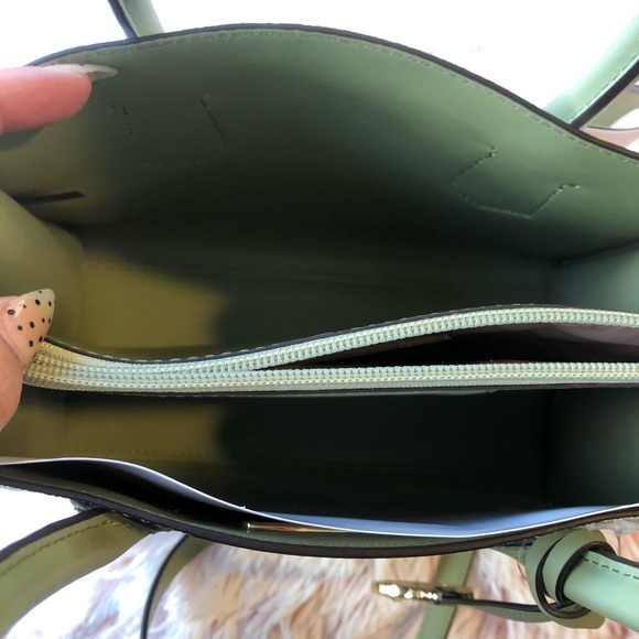 Michael Kors Center Stripe Maple Small Satchel. Bright Limeade. NWT. - Picture 3 of 12